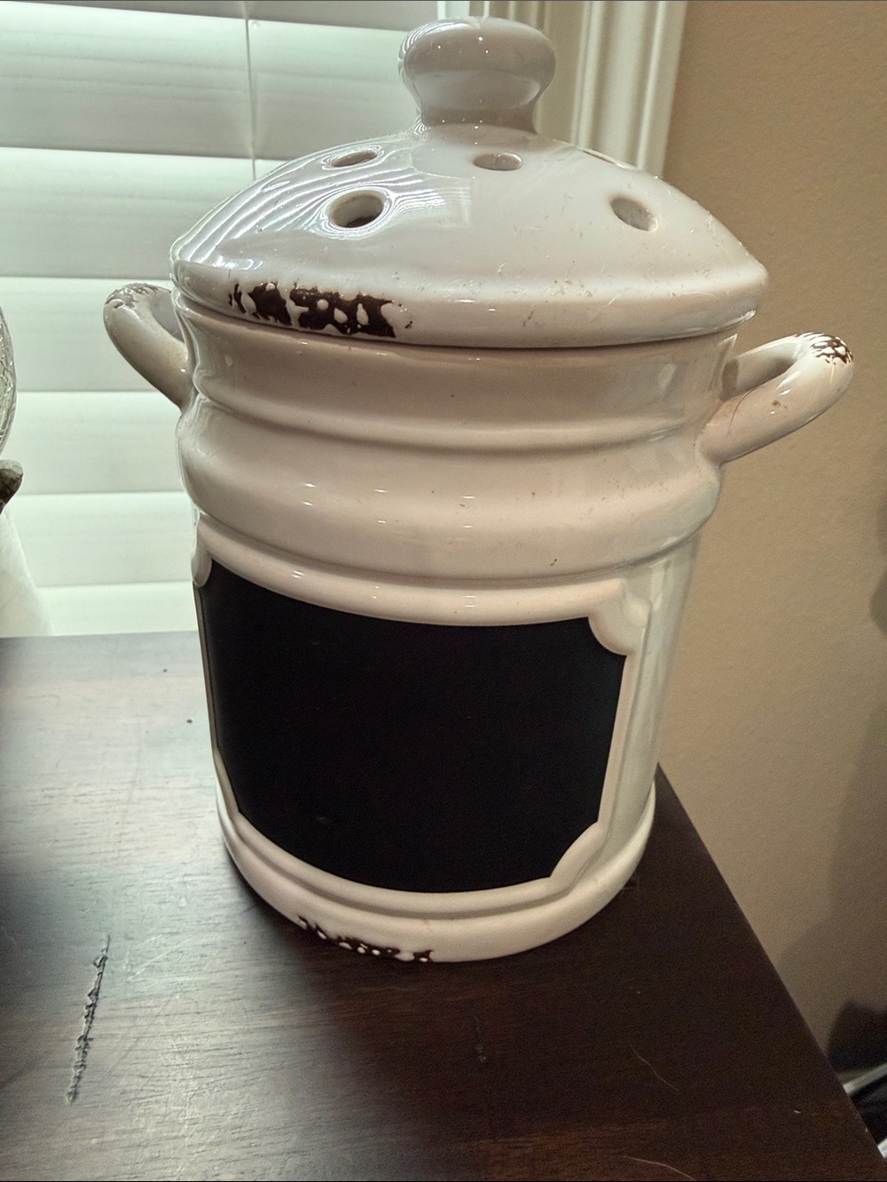 Scentsy White Ceramic Canister with Black Chalk Label
